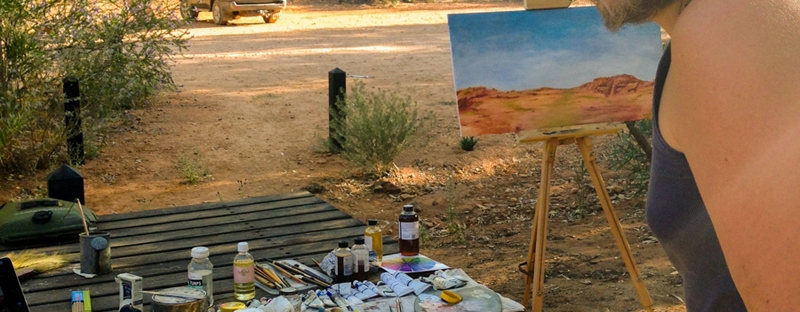 Daniel Rigos painting outside